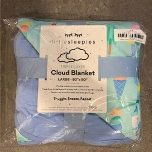 Little Sleepies Sweet Scoops Cloud Blanket - Blue and Green Ice Cream Design